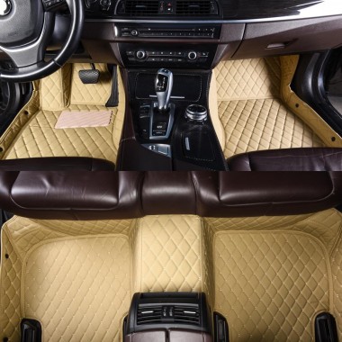 Beige Luxury Leather Diamond Car Floor Mats Websites