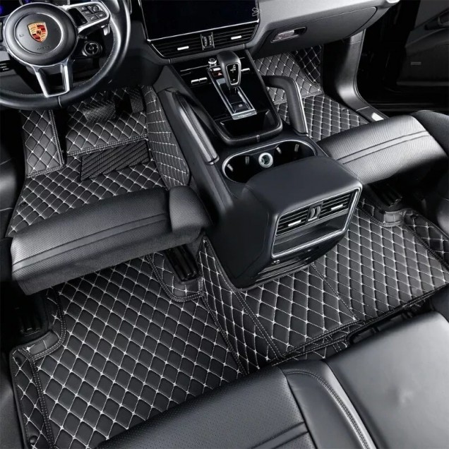Black and Beige Stitching Luxury Leather Diamond Car Floor Mats Websites Black and Beige Stitching Luxury Leather Diamond Car Floor Mats Websites