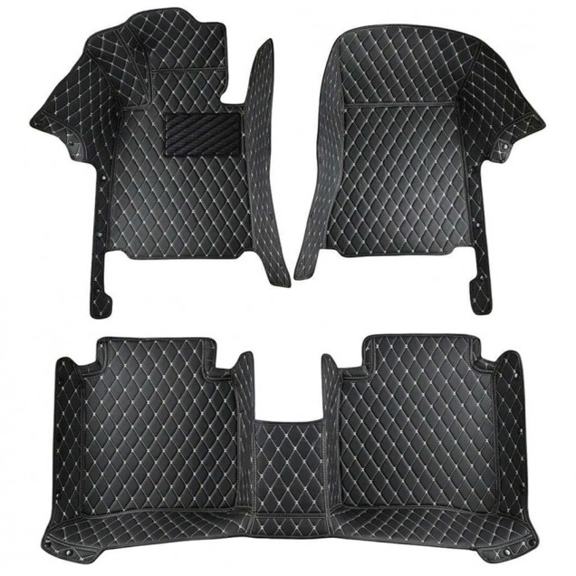 Black and Beige Stitching Luxury Leather Diamond Car Floor Mats Websites Black and Beige Stitching Luxury Leather Diamond Car Floor Mats Websites