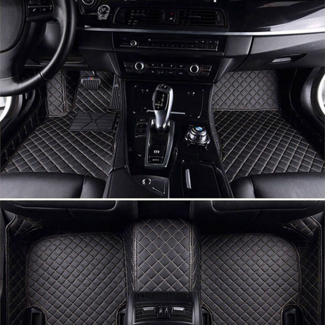 Black and Beige Stitching Luxury Leather Diamond Car Mats Websites Black and Beige Stitching Luxury Leather Diamond Car Mats Websites