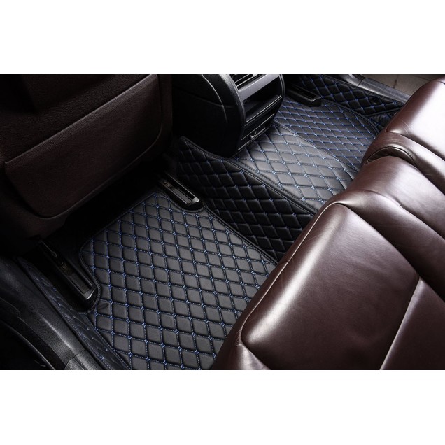 Black and Blue Stitching Luxury Leather Diamond Car Floor Mats Websites