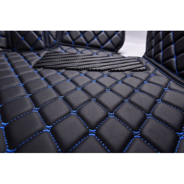 Black and Blue Stitching Luxury Leather Diamond Car Floor Mats Websites