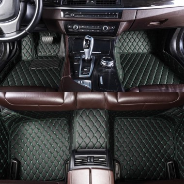 Black and Green Stitching Luxury Leather Diamond Car Mats Websites