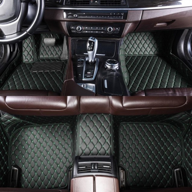 Black and Green Stitching Luxury Leather Diamond Car Mats Websites Black and Green Stitching Luxury Leather Diamond Car Mats Websites
