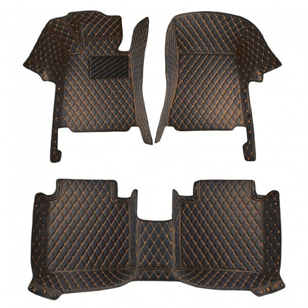 Black and Orange Stitching Luxury Leather Diamond Car Floor Mats Websites Black and Orange Stitching Luxury Leather Diamond Car Floor Mats Websites