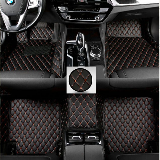 Black and Orange Stitching Luxury Leather Diamond Car Mats Websites Black and Orange Stitching Luxury Leather Diamond Car Mats Websites