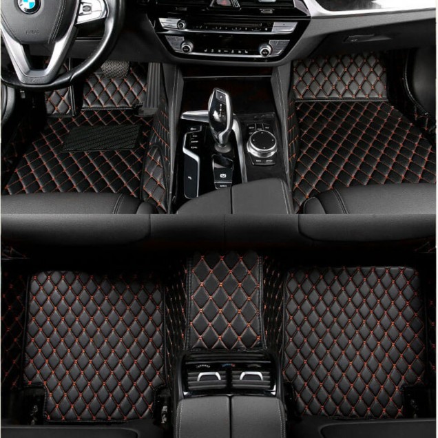 Black and Orange Stitching Luxury Leather Diamond Car Mats Websites Black and Orange Stitching Luxury Leather Diamond Car Mats Websites