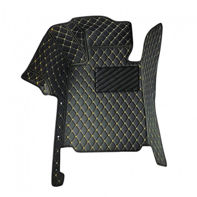 Black and Yellow Stitching Luxury Leather Diamond Car Floor Mats Websites