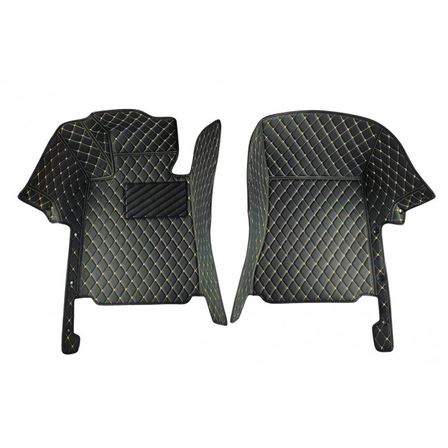 Black and Yellow Stitching Luxury Leather Diamond Car Floor Mats Websites