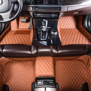 Brown Luxury Leather Diamond Car Floor Mats Websites