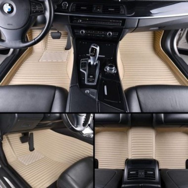 Beige Luxury Leather Stripe Car Floor Mats Websites