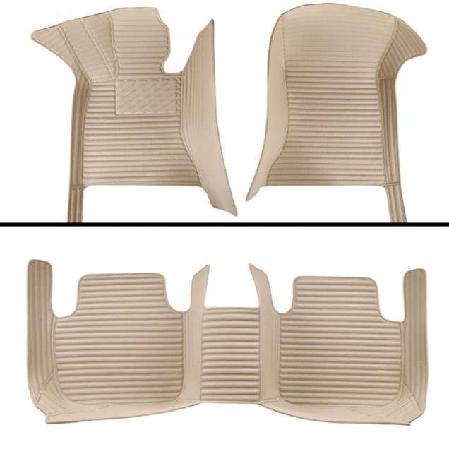 Beige Luxury Leather Stripe Car Floor Mats Websites