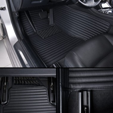 Black Luxury Leather Stripe Car Floor Mats Websites