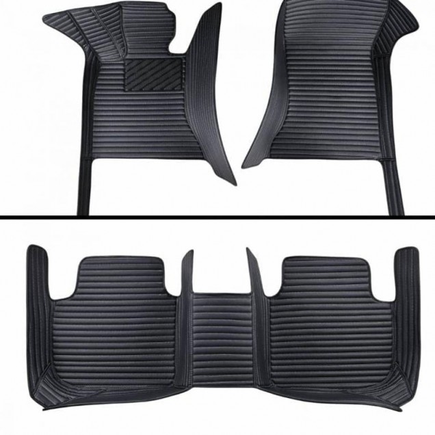 Black Luxury Leather Stripe Car Floor Mats Websites