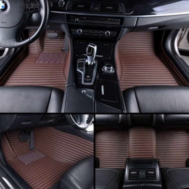 Dark Brown Luxury Leather Stripe Car Floor Mats Websites