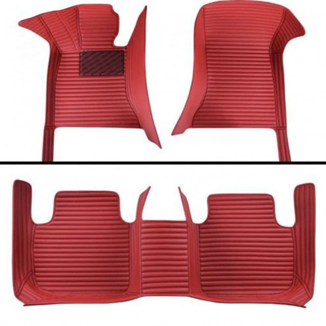 Maroon Luxury Leather Stripe Car Floor Mats Websites