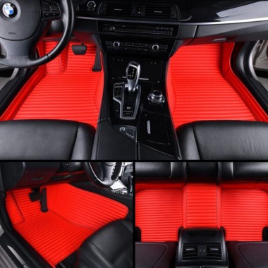 Red Luxury Leather Stripe Car Floor Mats Websites