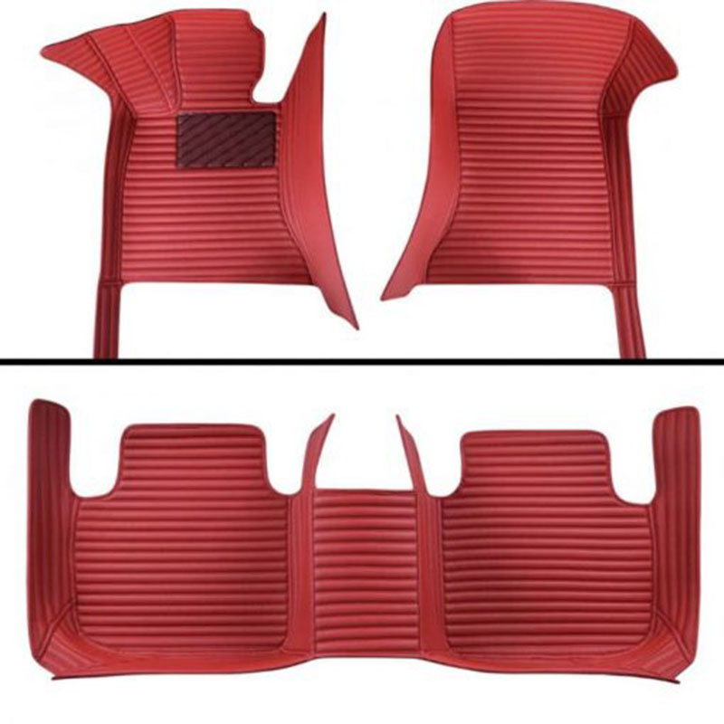 Maroon Luxury Leather Stripe Car Mats Websites